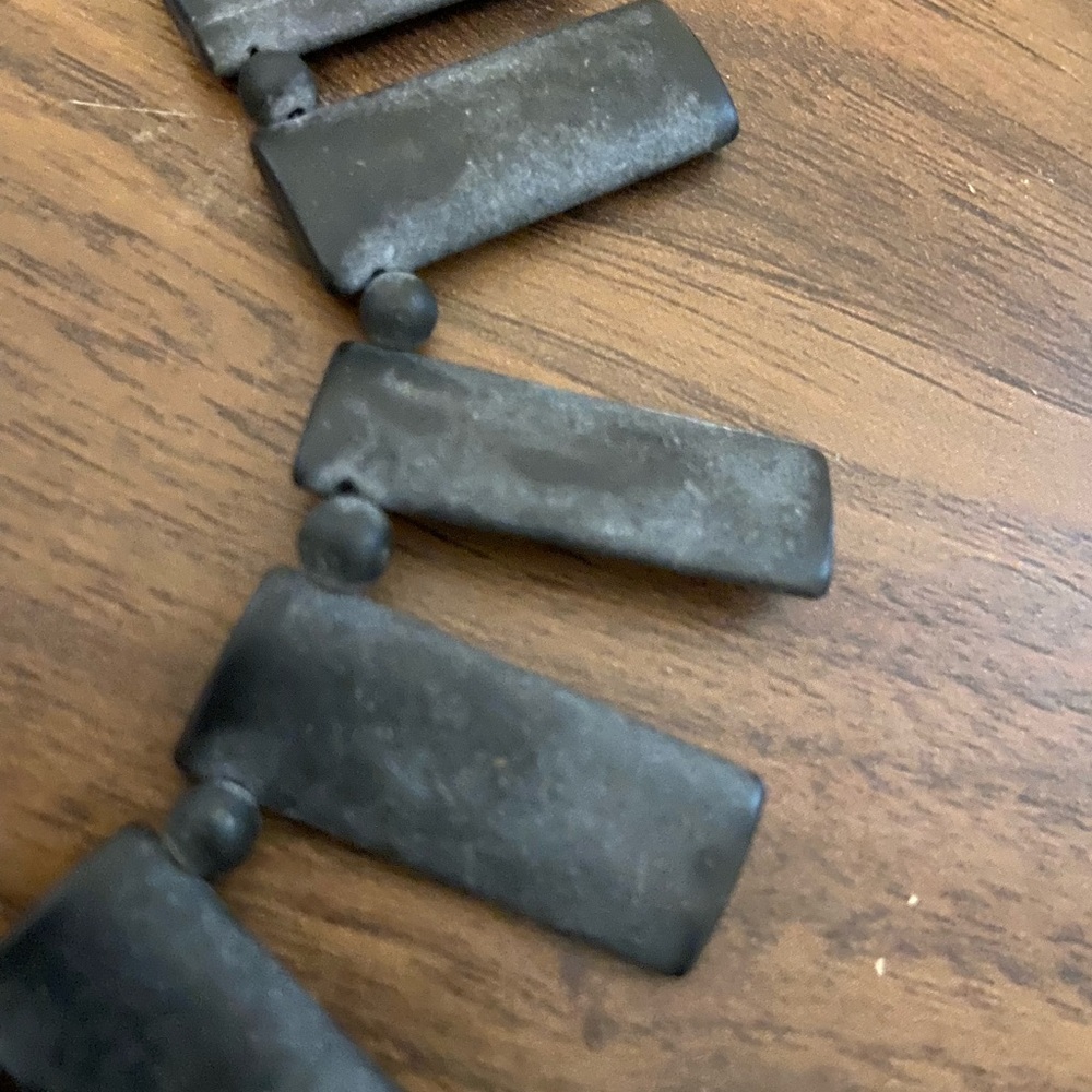 Black Stone Necklace With Rectangular Design And … - image 3